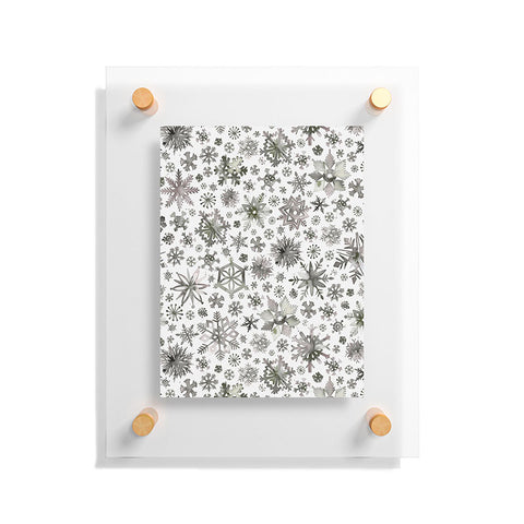 Ninola Design Winter Stars Snowflakes Gray Floating Acrylic Print