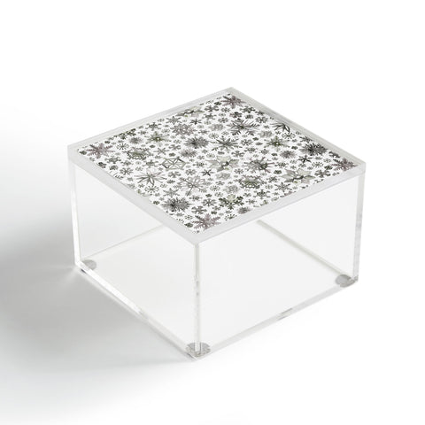 Ninola Design Winter Stars Snowflakes Gray Acrylic Box