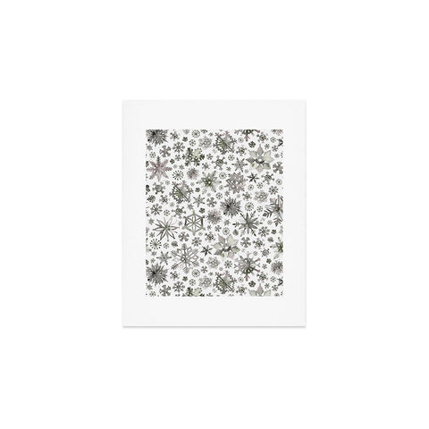 Ninola Design Winter Stars Snowflakes Gray Art Print
