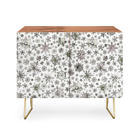 Ninola Design Winter Stars Snowflakes Gray Credenza