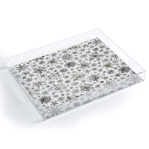Ninola Design Winter Stars Snowflakes Gray Acrylic Tray