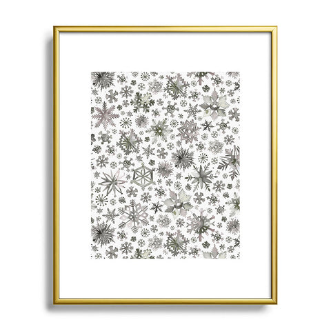Ninola Design Winter Stars Snowflakes Gray Metal Framed Art Print