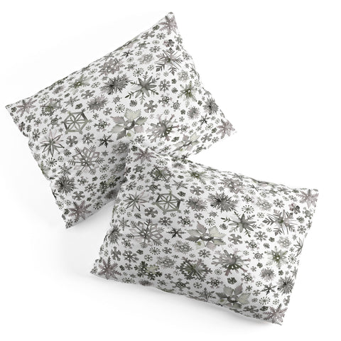 Ninola Design Winter Stars Snowflakes Gray Pillow Shams