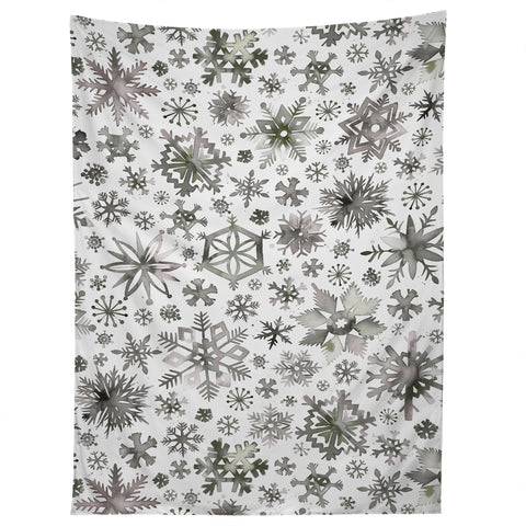 Ninola Design Winter Stars Snowflakes Gray Tapestry