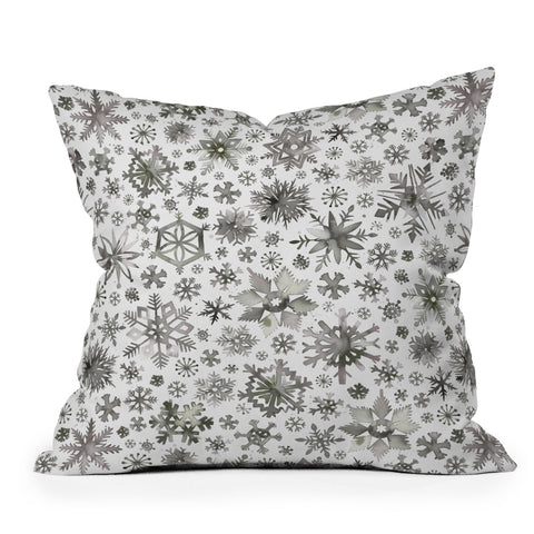 Ninola Design Winter Stars Snowflakes Gray Throw Pillow