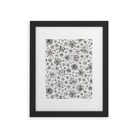 Ninola Design Winter Stars Snowflakes Gray Framed Art Print