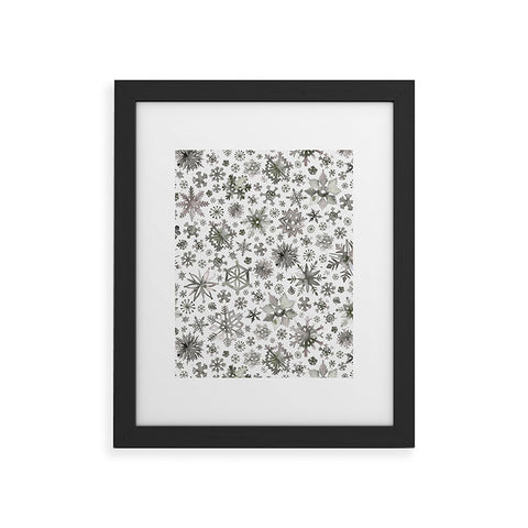 Ninola Design Winter Stars Snowflakes Gray Framed Art Print