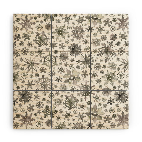 Ninola Design Winter Stars Snowflakes Gray Wood Wall Mural