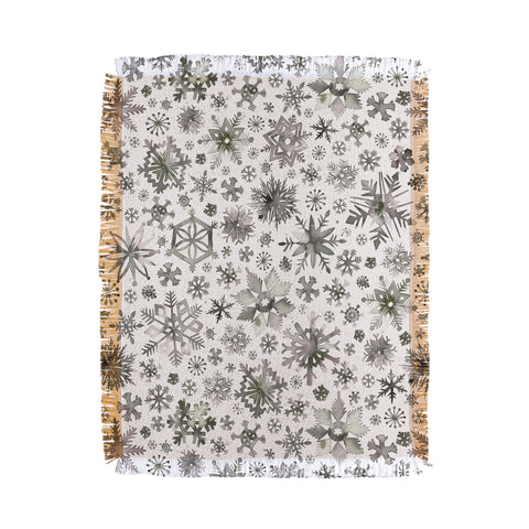 Ninola Design Winter Stars Snowflakes Gray Throw Blanket