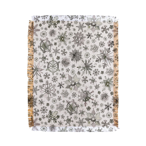 Ninola Design Winter Stars Snowflakes Gray Throw Blanket