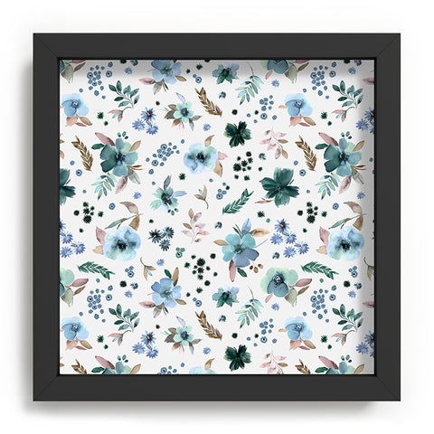 Ninola Design Wintery Floral Calm Sky Blue Recessed Framing Square