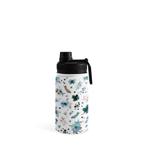 Ninola Design Wintery Floral Calm Sky Blue Water Bottle