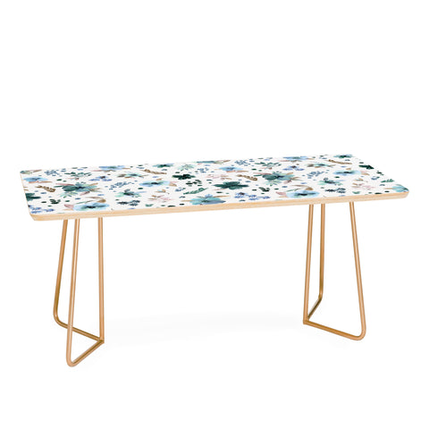 Ninola Design Wintery Floral Calm Sky Blue Coffee Table