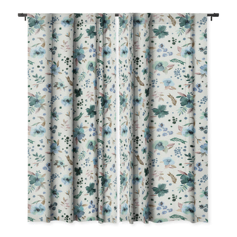 Ninola Design Wintery Floral Calm Sky Blue Blackout Non Repeat