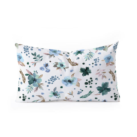 Ninola Design Wintery Floral Calm Sky Blue Oblong Throw Pillow
