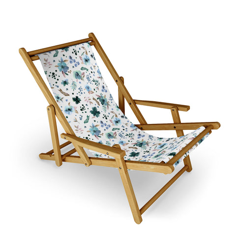 Ninola Design Wintery Floral Calm Sky Blue Sling Chair