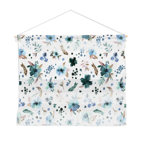 Ninola Design Wintery Floral Calm Sky Blue Wall Hanging Landscape