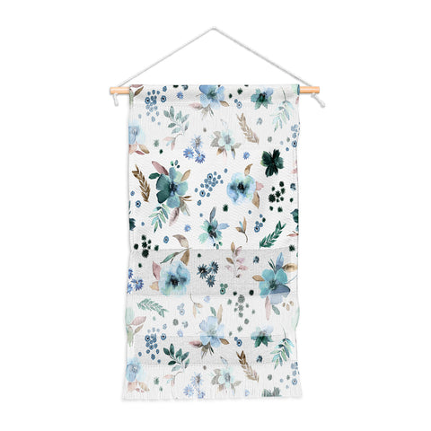 Ninola Design Wintery Floral Calm Sky Blue Wall Hanging Portrait