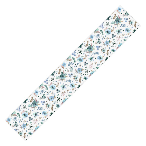 Ninola Design Wintery Floral Calm Sky Blue Table Runner