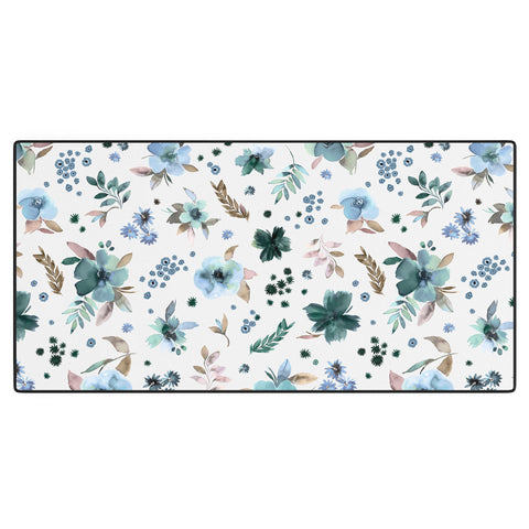 Ninola Design Wintery Floral Calm Sky Blue Desk Mat