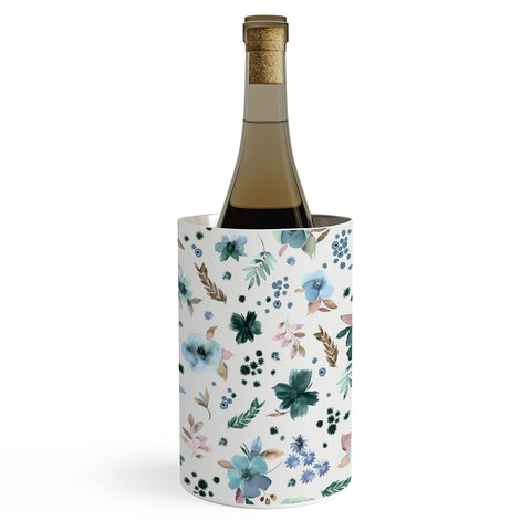 Ninola Design Wintery Floral Calm Sky Blue Wine Chiller