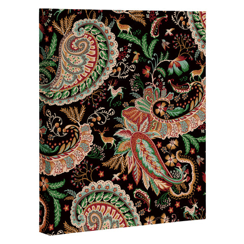 Ninola Design Woodland Paisley Black Art Canvas