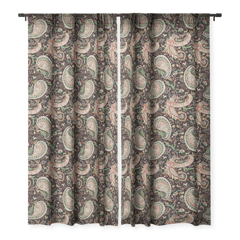 Ninola Design Woodland Paisley Black Sheer Window Curtain