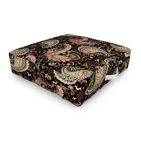 Ninola Design Woodland Paisley Black Outdoor Floor Cushion