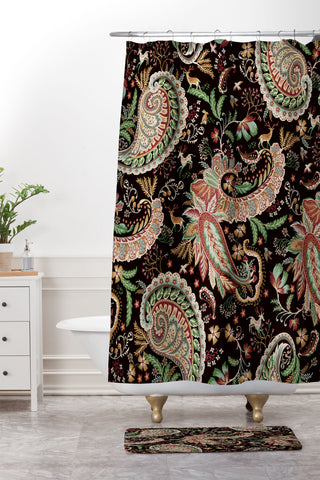 Ninola Design Woodland Paisley Black Shower Curtain And Mat