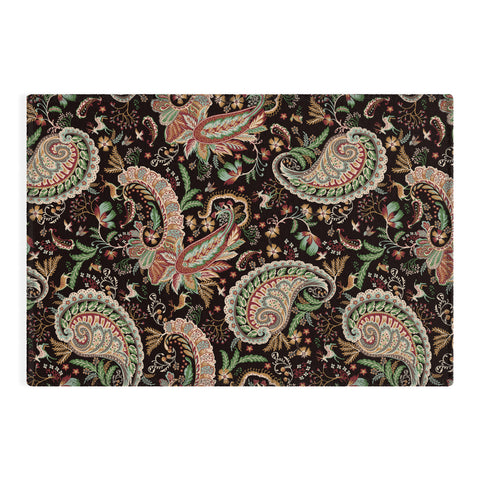 Ninola Design Woodland Paisley Black Outdoor Rug
