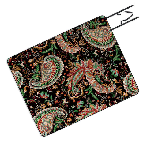 Ninola Design Woodland Paisley Black Picnic Blanket