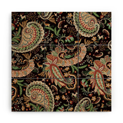 Ninola Design Woodland Paisley Black Wood Wall Mural
