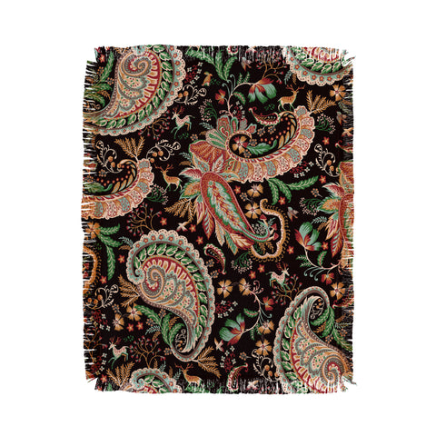 Ninola Design Woodland Paisley Black Throw Blanket