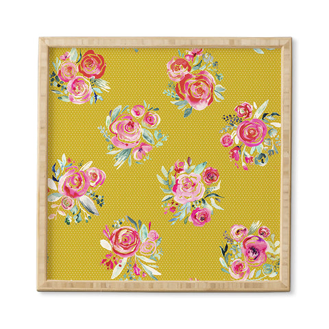 Ninola Design Yellow and pink sweet roses bouquets Framed Wall Art