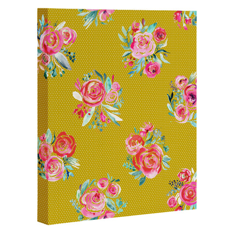 Ninola Design Yellow and pink sweet roses bouquets Art Canvas