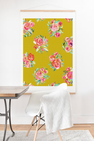 Ninola Design Yellow and pink sweet roses bouquets Art Print And Hanger