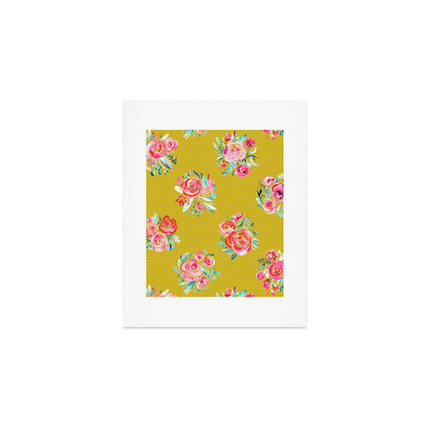 Ninola Design Yellow and pink sweet roses bouquets Art Print