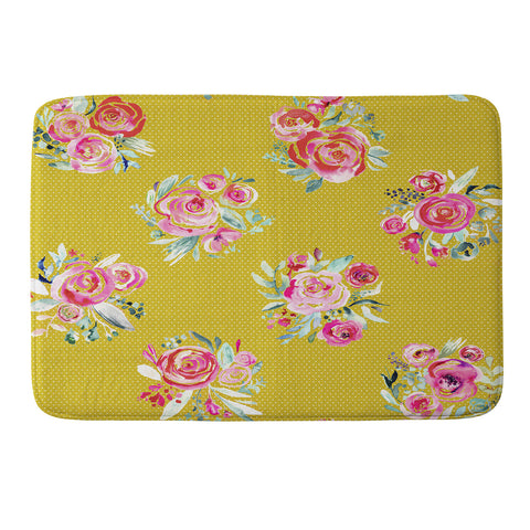 Ninola Design Yellow and pink sweet roses bouquets Memory Foam Bath Mat