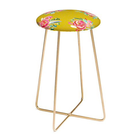 Ninola Design Yellow and pink sweet roses bouquets Counter Stool