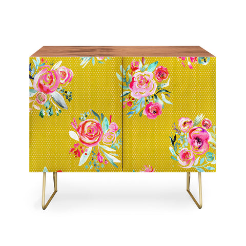 Ninola Design Yellow and pink sweet roses bouquets Credenza