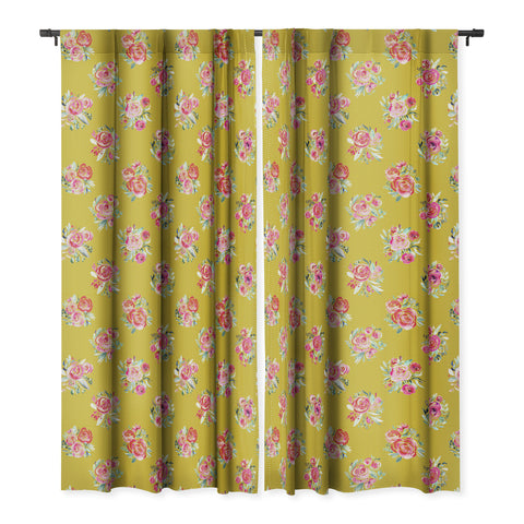 Ninola Design Yellow and pink sweet roses bouquets Blackout Window Curtain