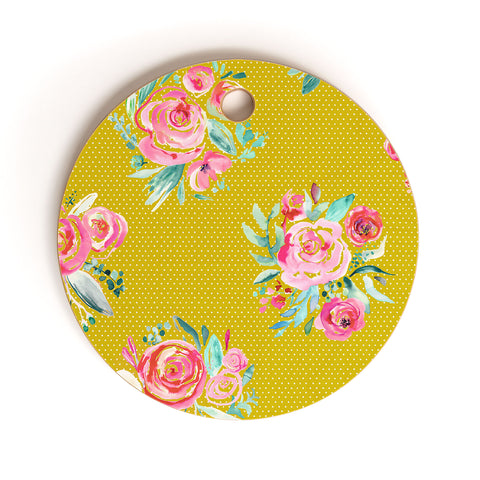 Ninola Design Yellow and pink sweet roses bouquets Cutting Board Round