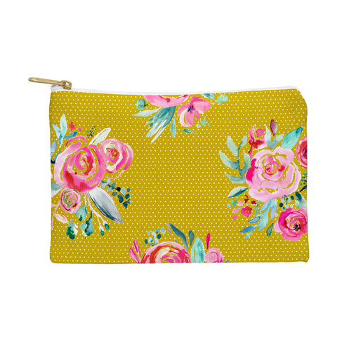 Ninola Design Yellow and pink sweet roses bouquets Pouch
