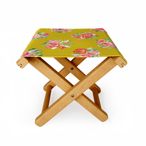 Ninola Design Yellow and pink sweet roses bouquets Folding Stool