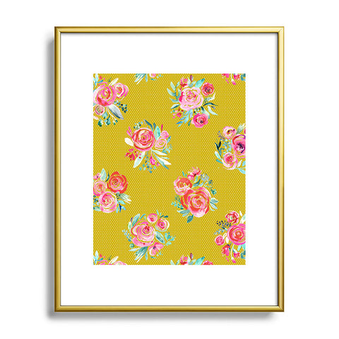 Ninola Design Yellow and pink sweet roses bouquets Metal Framed Art Print