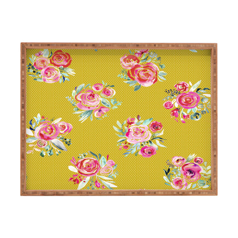 Ninola Design Yellow and pink sweet roses bouquets Rectangular Tray