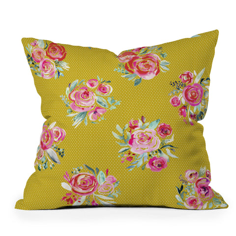Ninola Design Yellow and pink sweet roses bouquets Throw Pillow