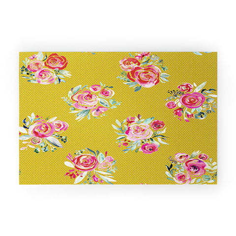 Ninola Design Yellow and pink sweet roses bouquets Welcome Mat
