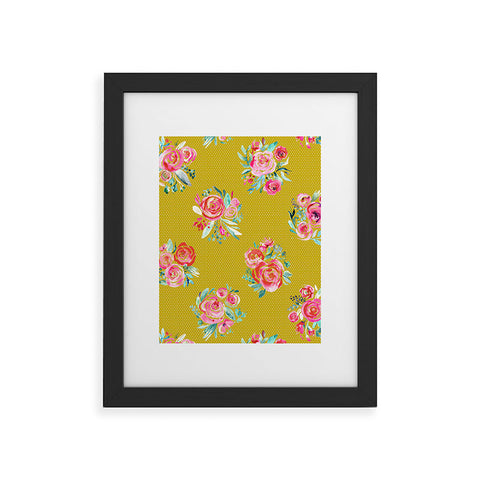 Ninola Design Yellow and pink sweet roses bouquets Framed Art Print