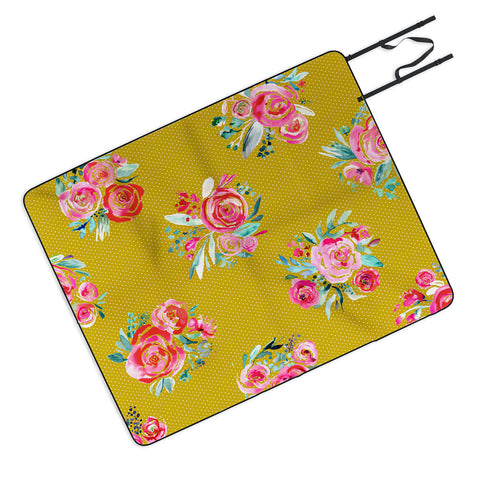 Ninola Design Yellow and pink sweet roses bouquets Picnic Blanket